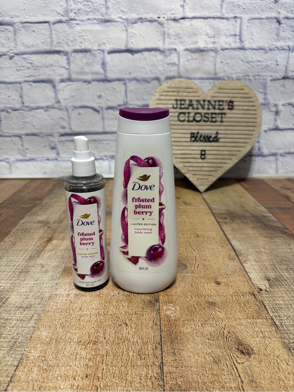 Dove frosted plum berry Body Mist limited Edition  8fl oz  & 20 Oz Body wash